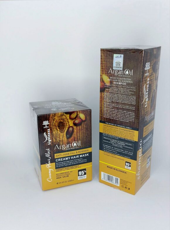 ماسک مو بدون سولفات لایتنس اصل اسلواکی 95 درصد روغن آرگان حجم 1000 میل | Lightness Argan Oil CREAM HAIR MASK 1000ml - تصویر 2
