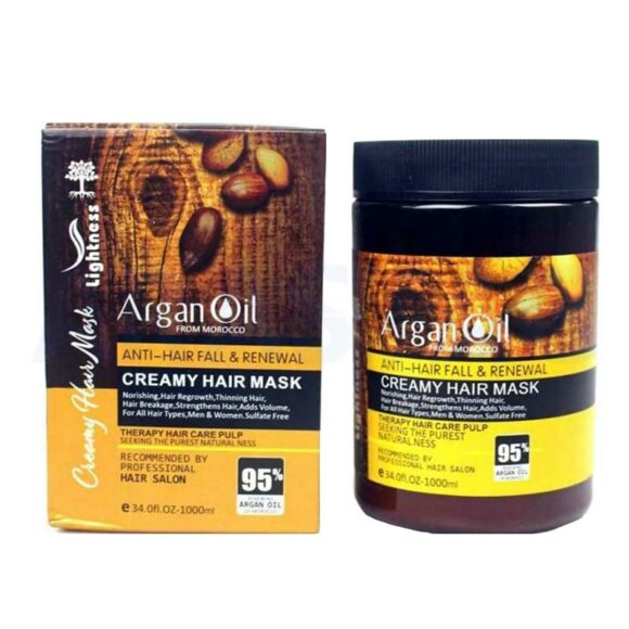 ماسک مو بدون سولفات لایتنس اصل اسلواکی 95 درصد روغن آرگان حجم 1000 میل | Lightness Argan Oil CREAM HAIR MASK 1000ml